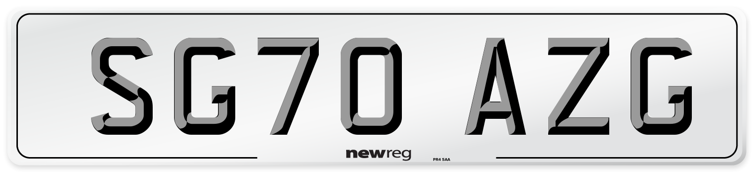 SG70 AZG Number Plate from New Reg